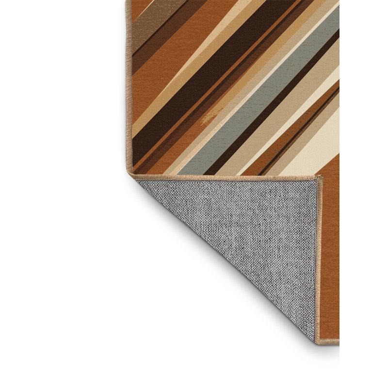 Tapis brun lavable à la machine moderne Honn - reliure brun clair, 4 x 2