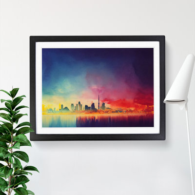 Skyline City Watercolour - Framed Print