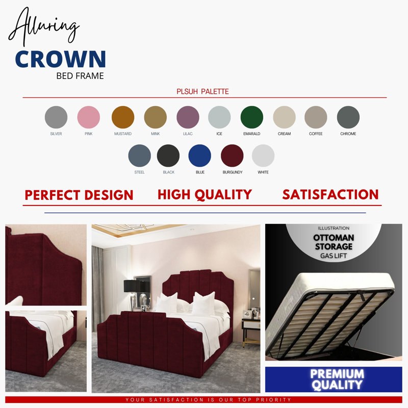 Kristopher Chesterfield Ottoman Storage Bed with Tufted Headboard - Plush Velvet Gas Lift Frame, Burgundy, Super King (6')