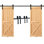 Ensemble de quincaillerie de porte de grange à double porte en acier noir mat VEVOR, longueur de rail 8 pi, conception en forme de J