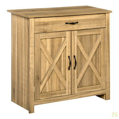 Farmhouse Sideboard Buffet Cabinet, Barn Door Coffee Bar Cabinet With Drawer And Adjustable Shelf, Kitchen Cabinet For Living Room, Entryway