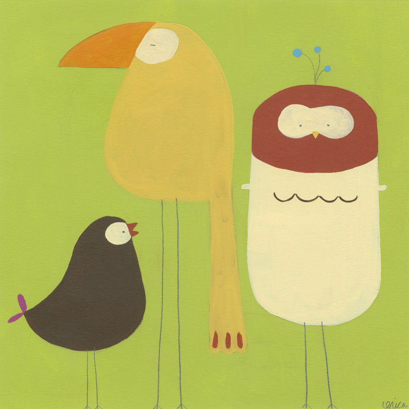 Feathered Friends I by June Erica Vess - Wrapped Canvas Art Prints, 30cm H x 30cm W