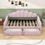 2 Drawers Full Upholstered Daybed with Shell-Shaped Backrest and Center Legs-992331999