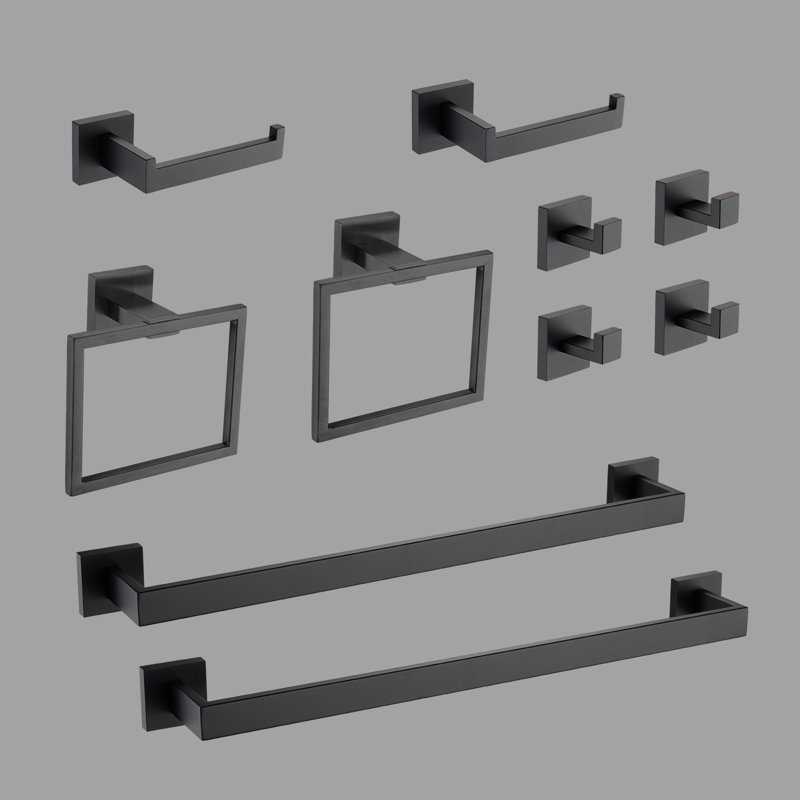 10 - Piece Bathroom Hardware Set, Matte Black
