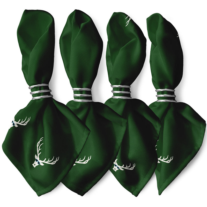 Ensemble de serviettes 4 pièces Holiday, L 18 po x L 18 po, Vert foncé