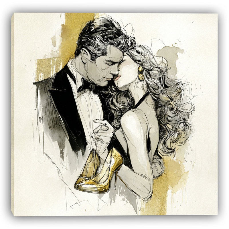 «Golden Embrace», art mural sur toile tendue, H 20 po x l 20 po