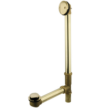 Leg Tub Drain With Overflow, Polished Brass