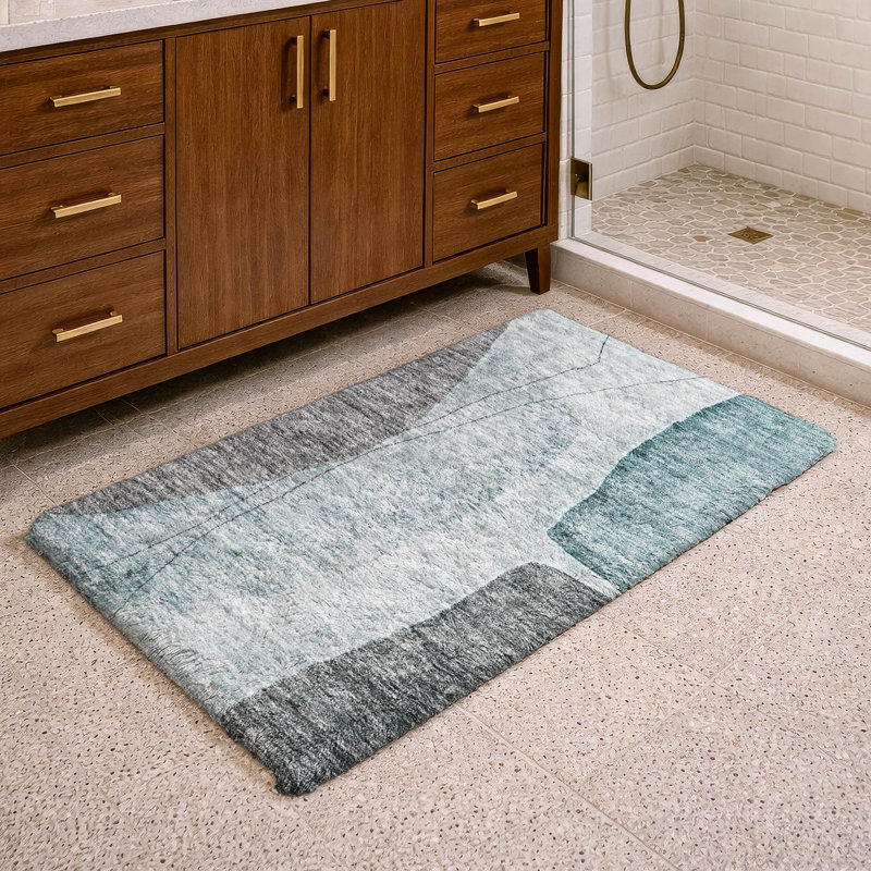 Tapis à poil long de qualité supérieure lavable à la machine ADS696, Sarcelle, 1 pi 8 po x 2 pi 6 po