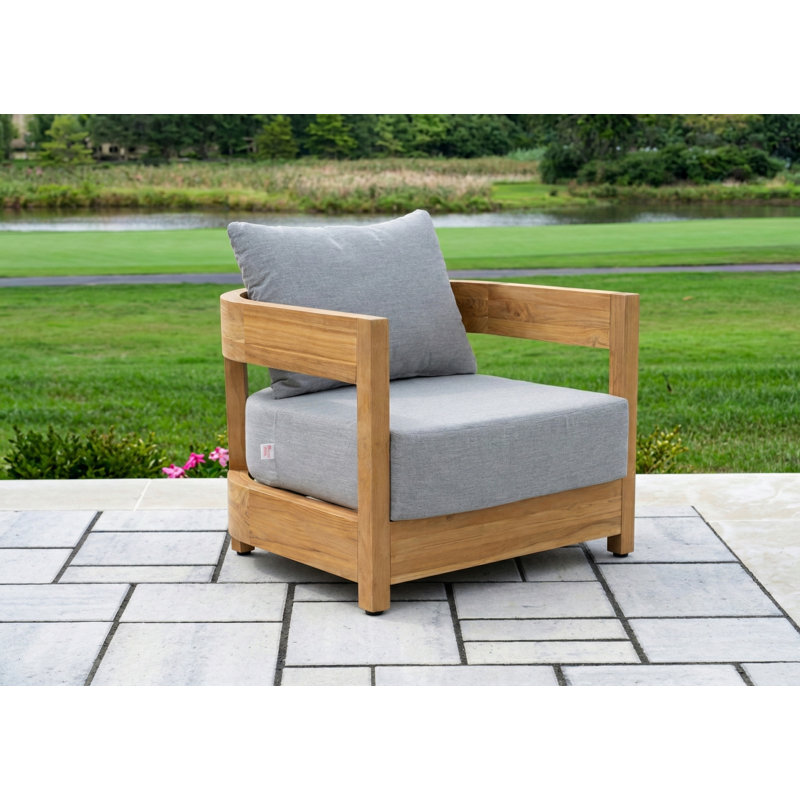 Teak Sunbrella Outdoor Armchair, Gray