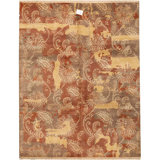 Damask Area Rug in Red