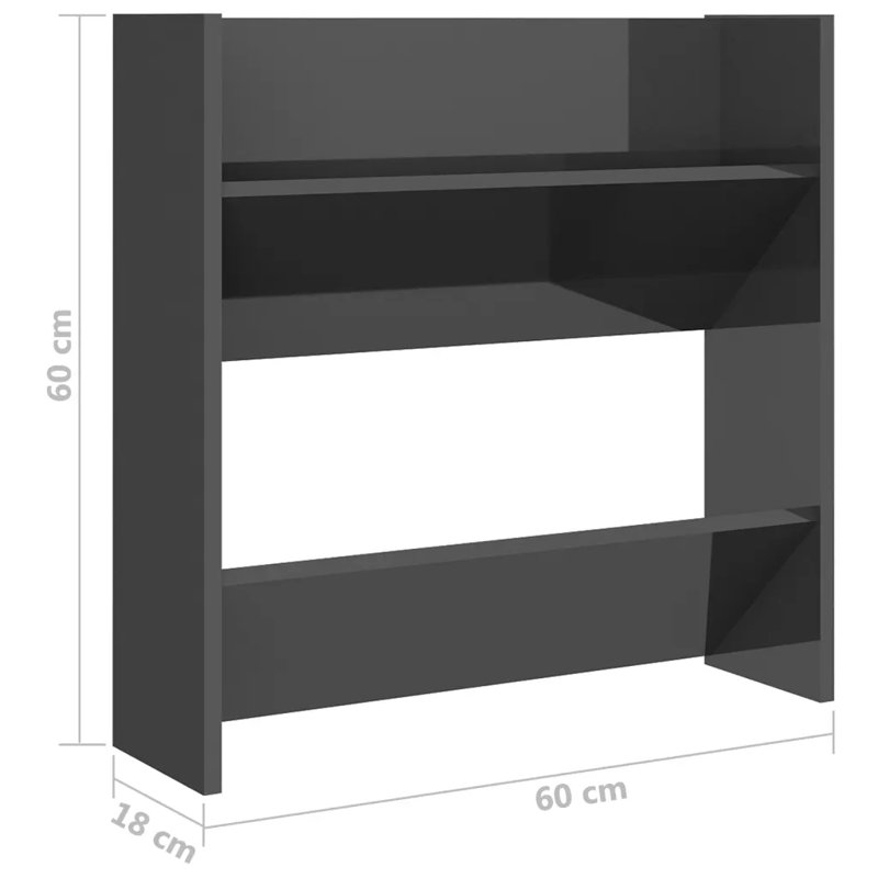 4 Pair Shoe Rack, High Gloss Grey