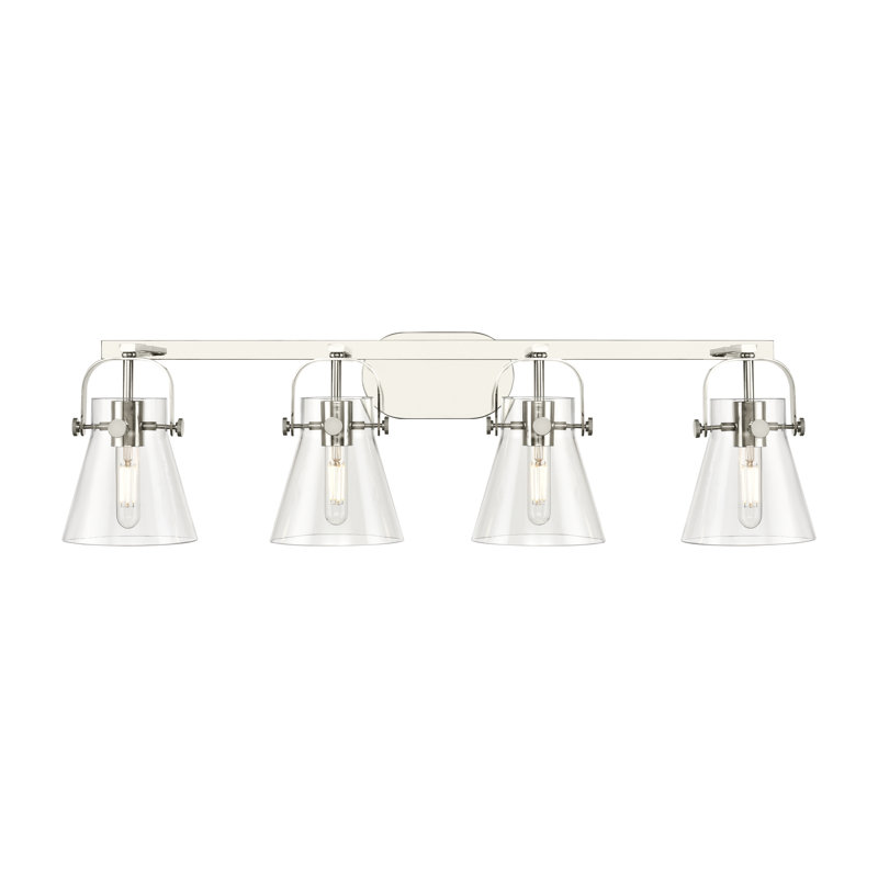 Éclairage pour meuble-lavabo mural 6 po 2 lumières Sidman, Transparent, Nickel poli, Quatre lumières