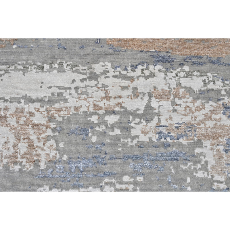 High-Quality Hand-Knotted Silver And Grey Area Rug