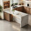 Îlot de cuisine en marbre avec armoire de rangement et lumière DEL, aucun assemblage requis-133665231