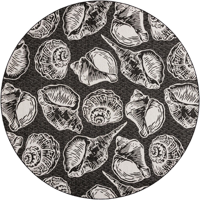 Contemporary Aviesel Area Rug Black and White Color, Round 10'