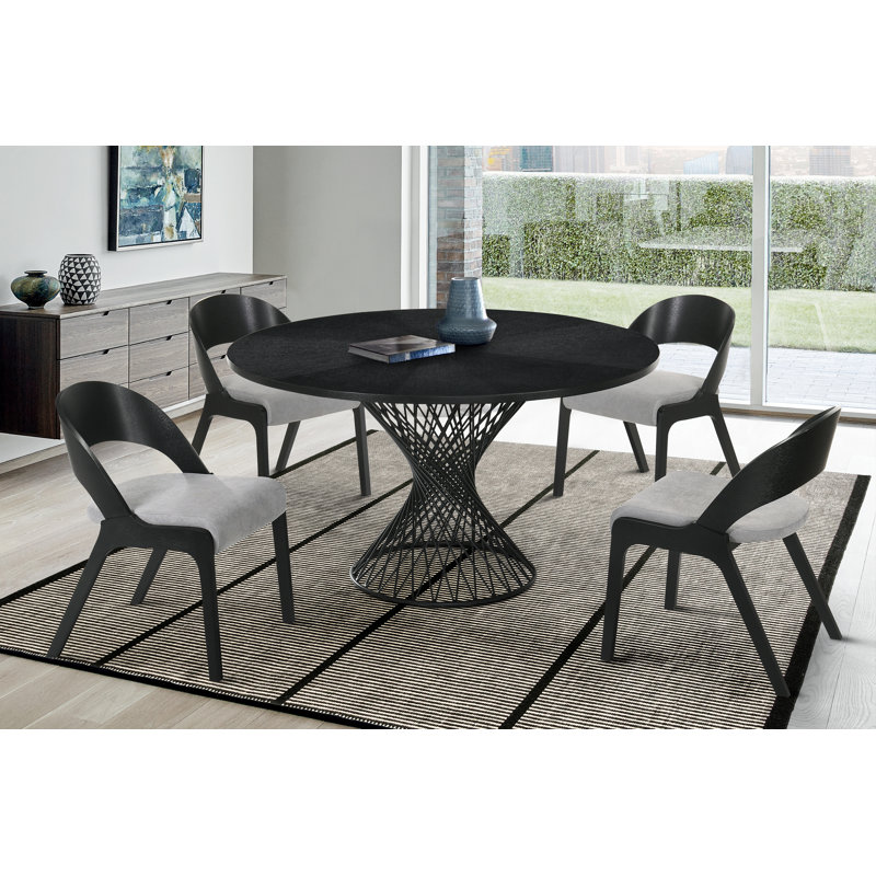 Schoonmaker 4 - Person Pedestal Dining Set, Black, Walnut