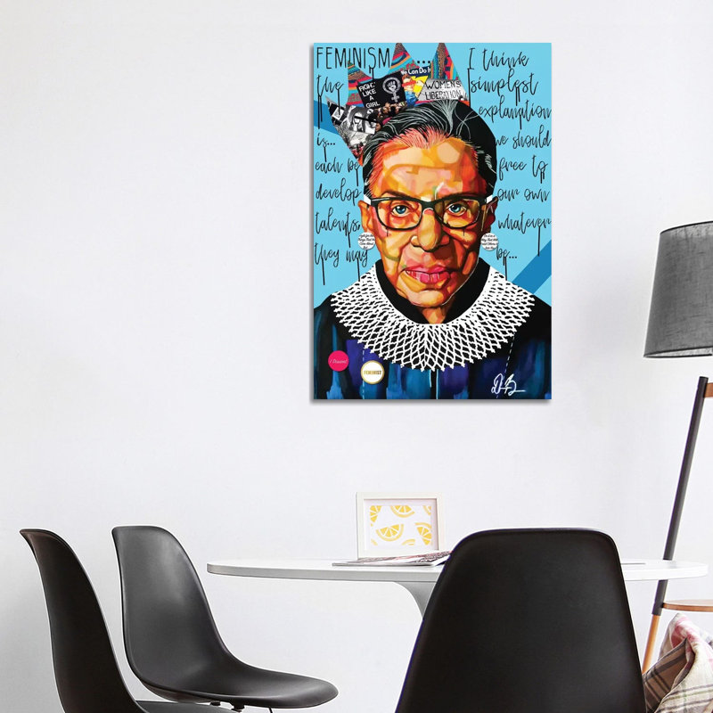 Ruth Ginsburg - impression d'art graphique, Pas de tapis, H 26 po x l 40 po x 1,5 po, Toile tendue