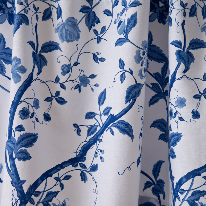 Charlotte Blue Floral Cotton Rod Pocket Valance