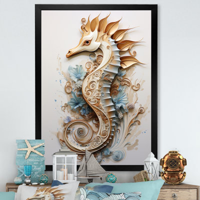 Hippocampe magique beige I sur toile