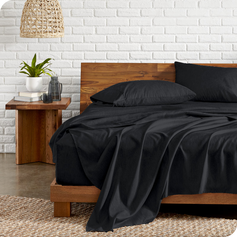 Bare Home Ultra-Soft Microfiber Sheet Set, Cal.King Sheet Set + 1 Fitted Sheet+2 Pillowcases, Heathered Black