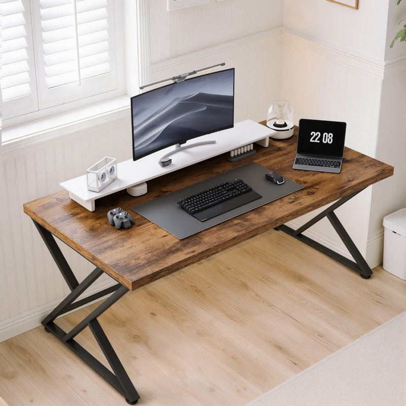 Bureau d'écriture Kelleia, Brun rustique / noir, H 30,1 po x l 60 po x P 23,6 po