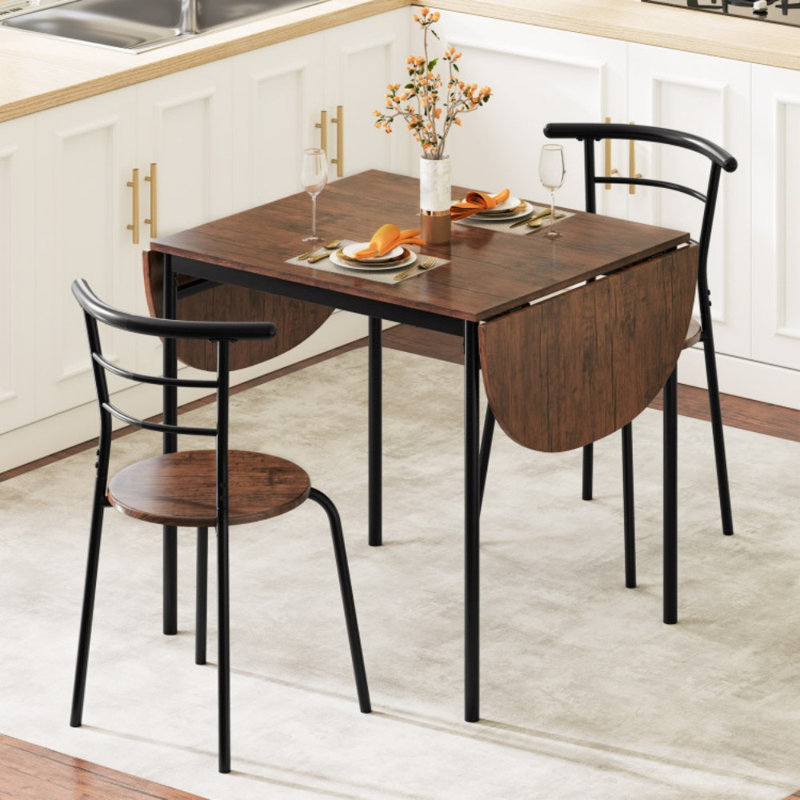 Ensemble de salle à manger 3 pièces avec 2 chaises et table de cuisine moderne pour les petits espaces
