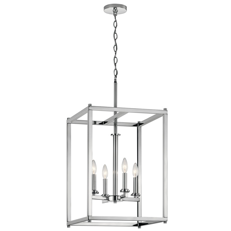 Luminaire suspendu chrome 4 lumières Crosby, Chrome