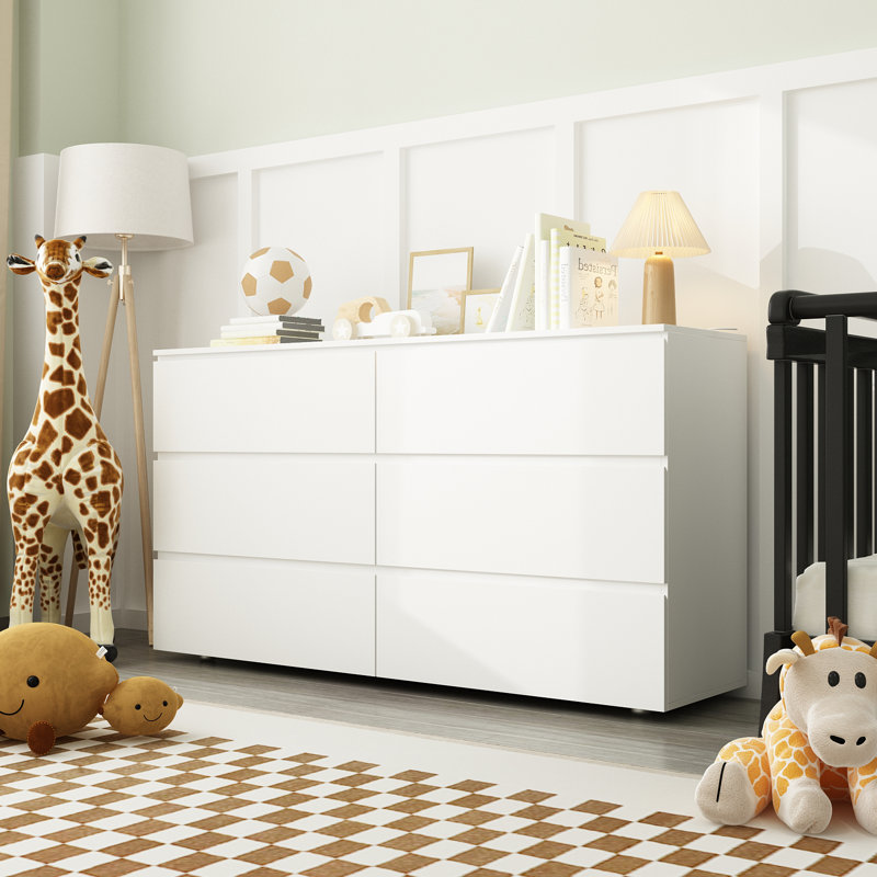 Minimalist 6 Drawer Closet Island, White