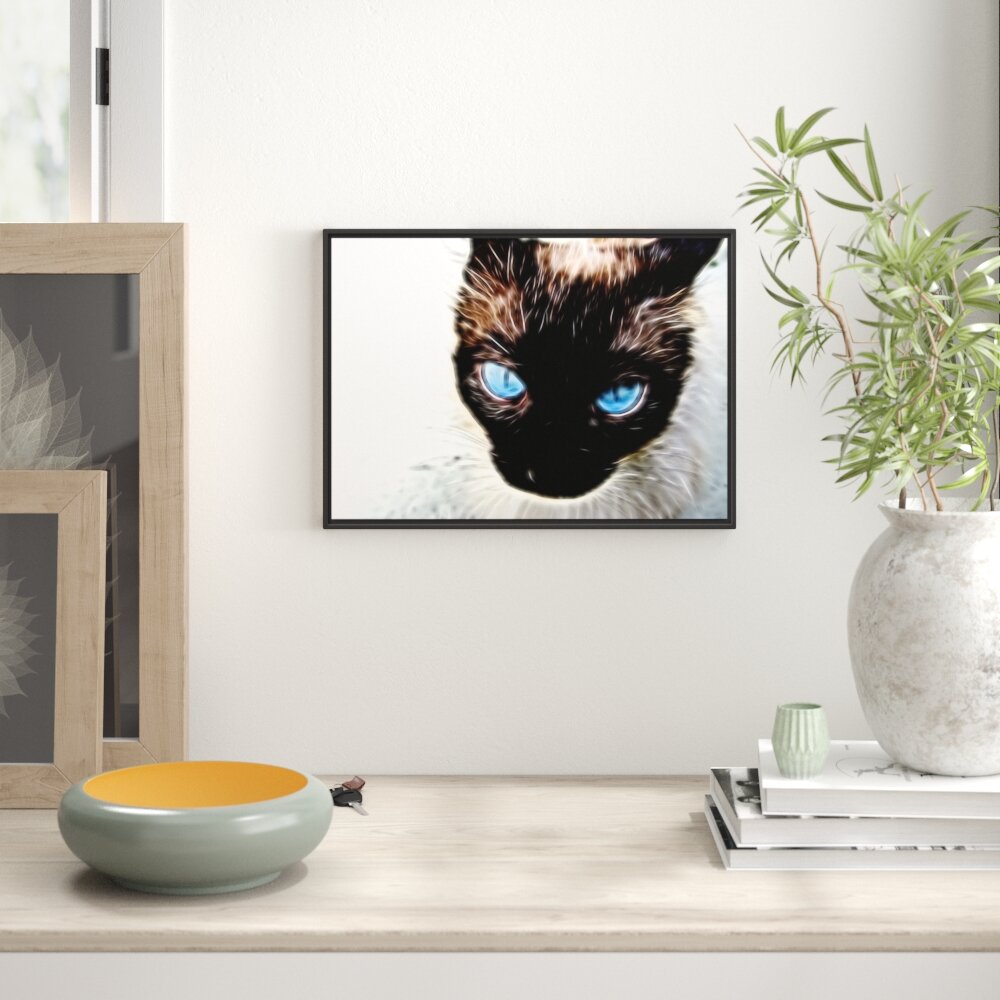 Gerahmtes Wandbild Schwarze elegante Katze