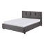 Lit plateforme double Orra, tête de lit rembourrée, polyester gris à piqûre à rainures