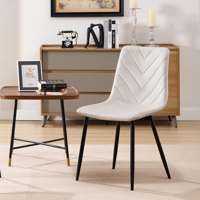 Amalia 43.5cm H Velvet Upholstered Full Back Side Chair, Solid Wood