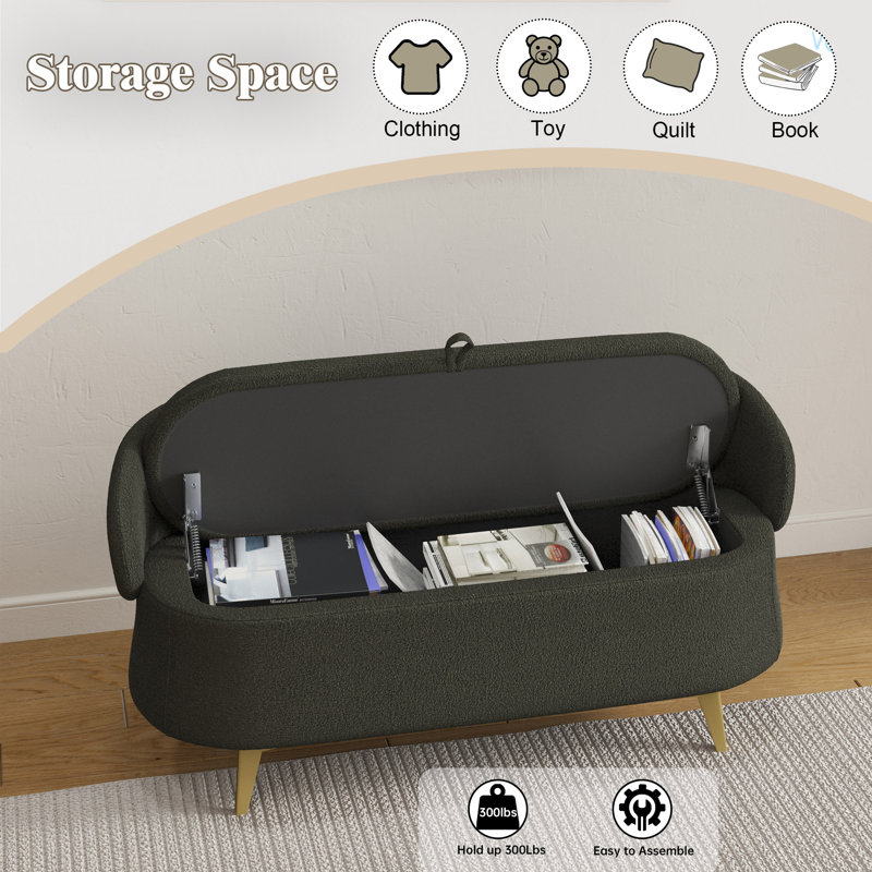 Multi-Functional Long Rectangular Bedside Storage Sofa Stool, Green
