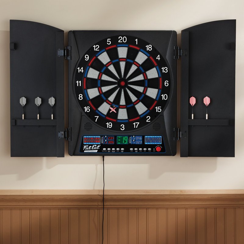 Electronic Dartboard and Cabinet Set with Darts