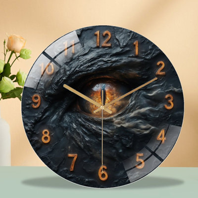 Horloge murale avec chiffres et yeux de dragon - horloge murale moderne en verre 12 po