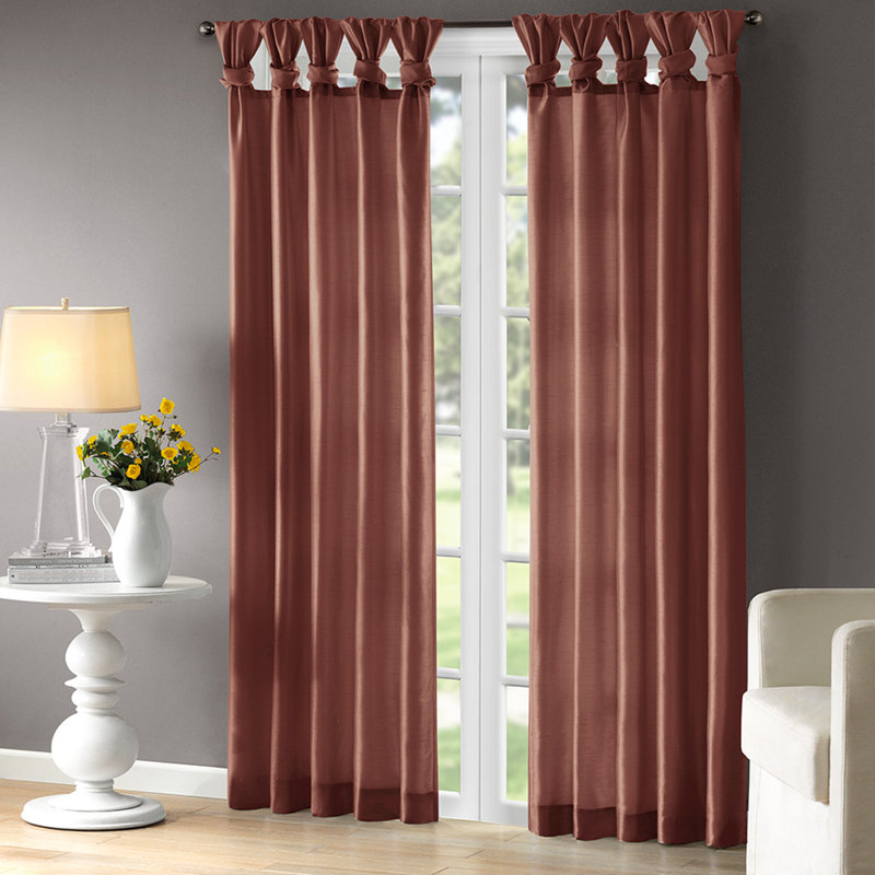Spice Faux Silk Tab Top Light-Filtering Curtain Panel