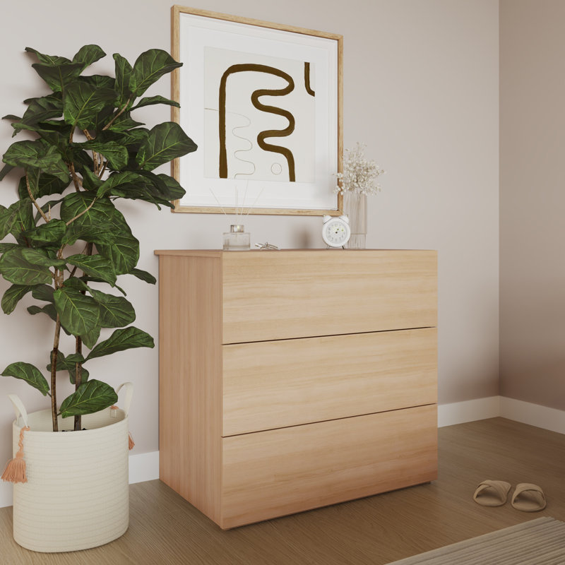 Commode moderne à 3 tiroirs, Beige