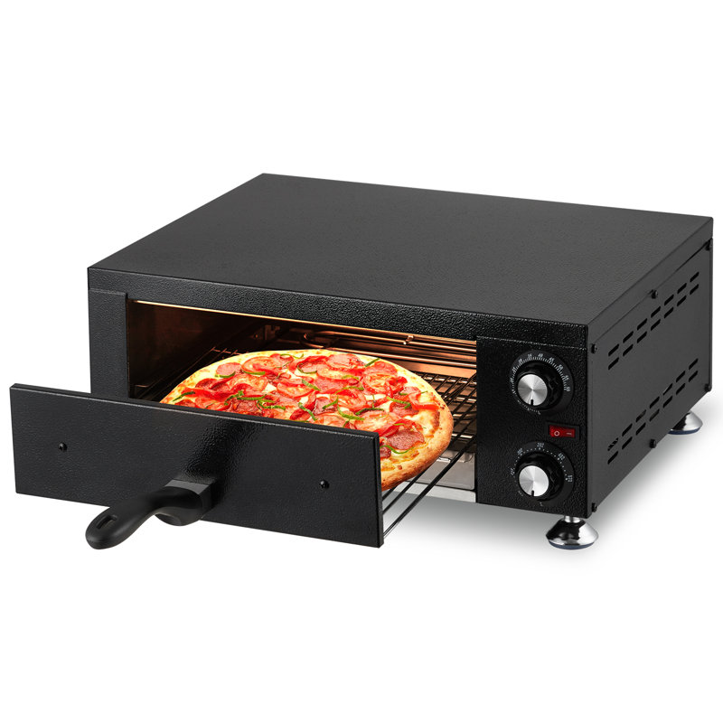 Four à pizza électrique commercial monocouche avec puissance de 1 100 W et pierre à pizza | Comprend 2 éléments chauffants, 110 V pour le restaurant et la cuisine à domicile, argent