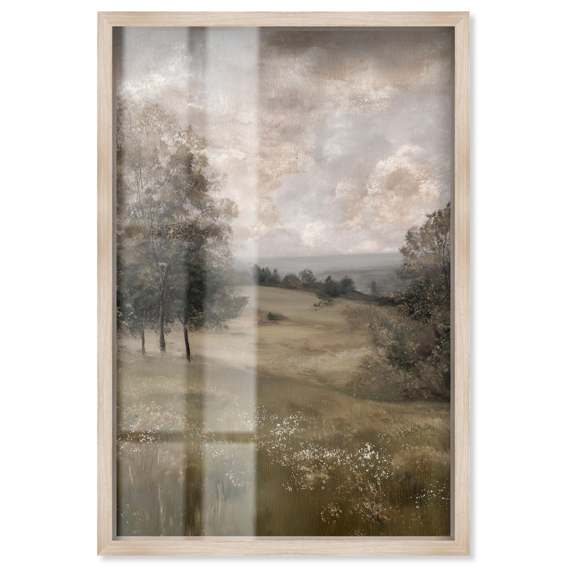 «A Gentle Breeze Shadowbox», impression de paysage par Art Remedy, H 16 po x l 11 po, Crème, crème