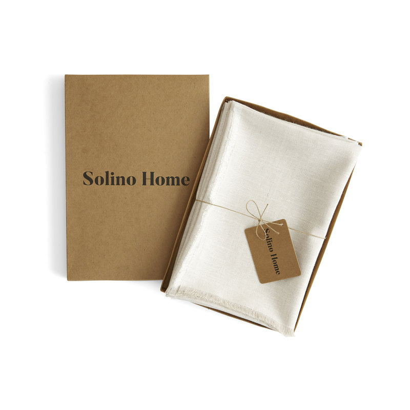 Fringe - 100% Pure Linen Dinner Napkins, Light Natural
