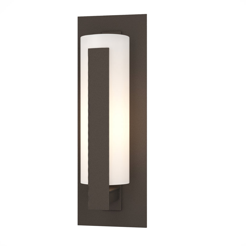 Forged Vertical Bar 1 - Bulb Outdoor Flush Mount, Natural lron, Opal, 15" H X 5"  W X 4.1" D