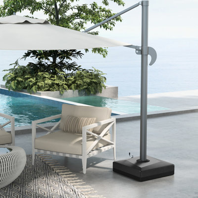 330 lb Base de parasol robuste 84d-110v02, roue de levage, repose-pieds réglables, base croisée, noir, lieu de vacances extérieur lb, remplissable, détente
