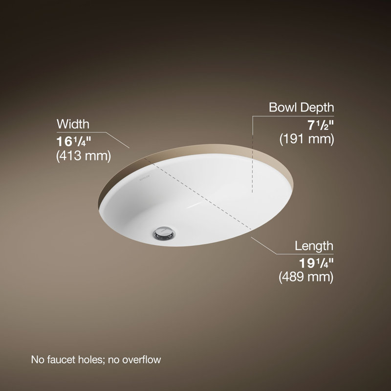 Caxton® Vitreous China Oval Undermount Bathroom Sink and Glazed Underside, White