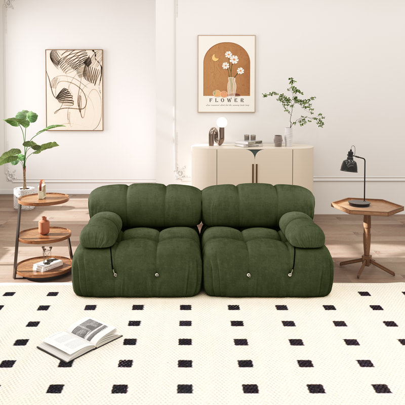 Causeuse modulaire en velours Hansika 70,8 po, Green