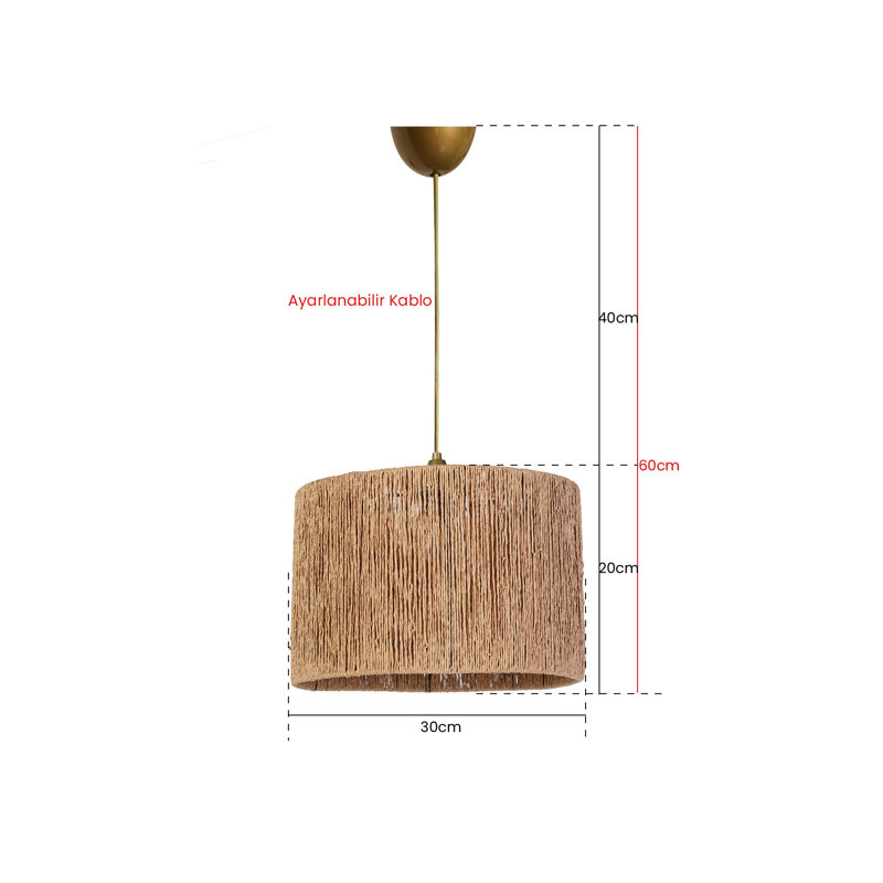 Elegant Mink Chandelier Light Fixture, 7.9 x 11.8 inches | Durable Plastic Body, Cotton Cap, E27 Socket (Max 40W) | Adjustable Cable Height Up to 23.6 inches | Perfect for Living Room, Dining Area, and Entryways