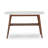 Beppe 43" Rectangular Italian Carrara White Marble Console Table With Walnut Shelf