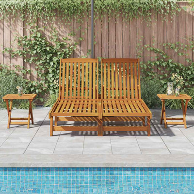 63cm Long Acacia Double Chaise
