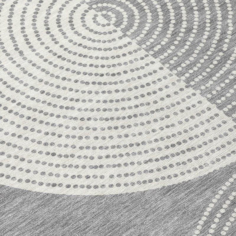 Machine Washable Indoor/Outdoor Jenning ACN2281 Geometric Rug, Round 8'