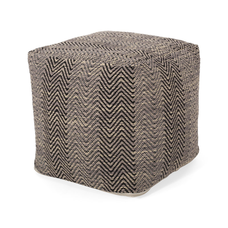 Pouf en coton Barracuda, fabriqué à la main en brun et beige