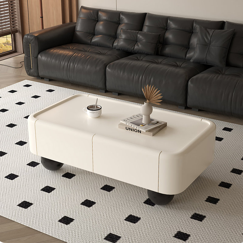 Grande table basse d'angle sécurisée, H 16,54 po x L 51,18 po x l 27,56 po, Blanc