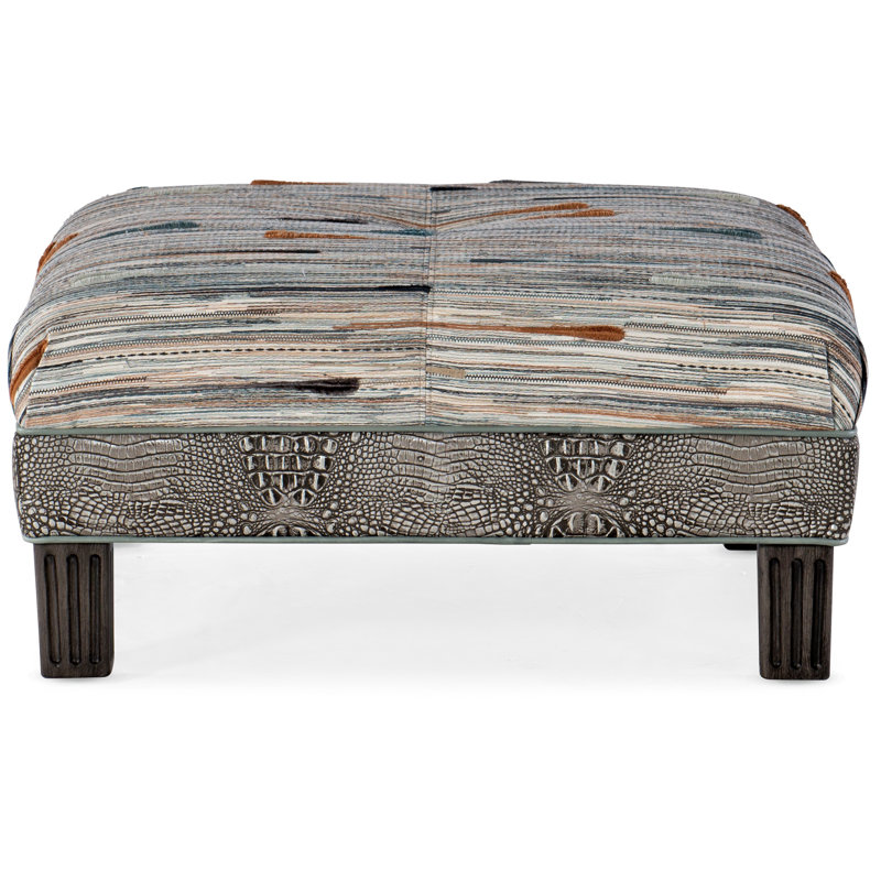 Fair-N-Square Square Ottoman, Plantation, #9 Natural, Rio Mineral Genuine Leather
